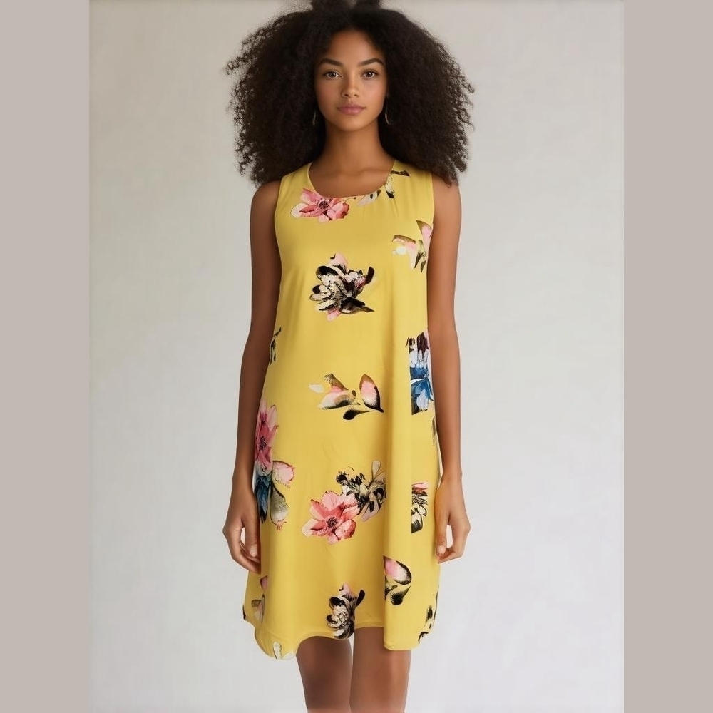 NWOT First Love Floral Jersey Swing Sleeveless Keyhole Back Dress